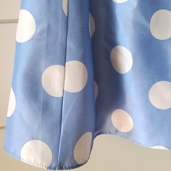 Polka Dot Tank Dress, Carolina Blue & White Satin, Ribbon Sash, Sleeveless, 7 - Picture 3 of 7